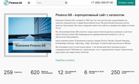 Finance.GS – Бухгалтерские услуги, Аудит. Корпоративный сайт компании