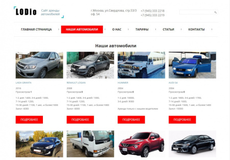 Сайт аренды и проката автомобилей